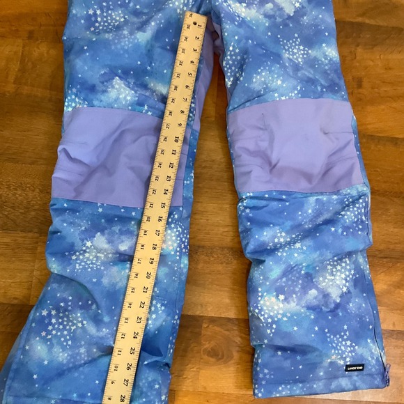 Lands End Blue Star Print Snow Bib Overalls Kids Size 20 Winter Ski Pants - Picture 10 of 14